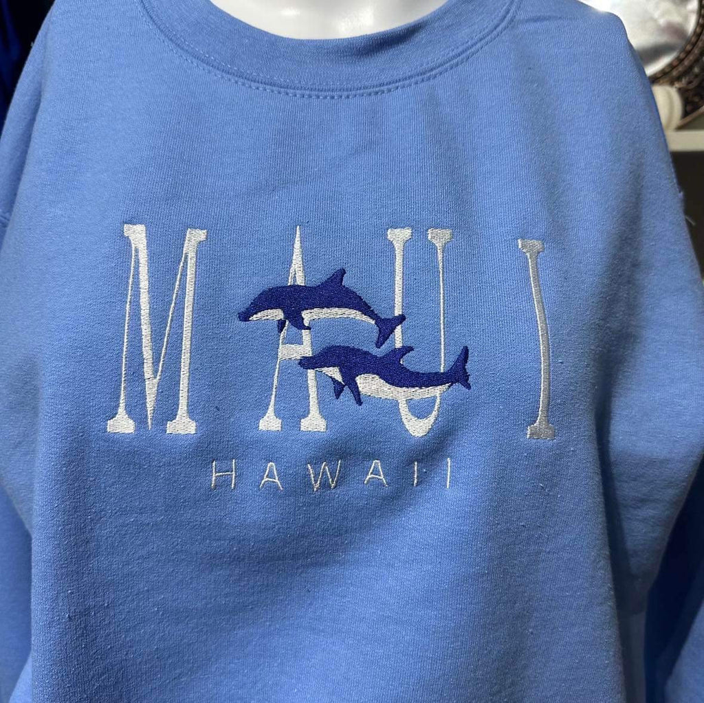 Embroidered Maui Hawaii Sweatshirt: Island Vibes Gift