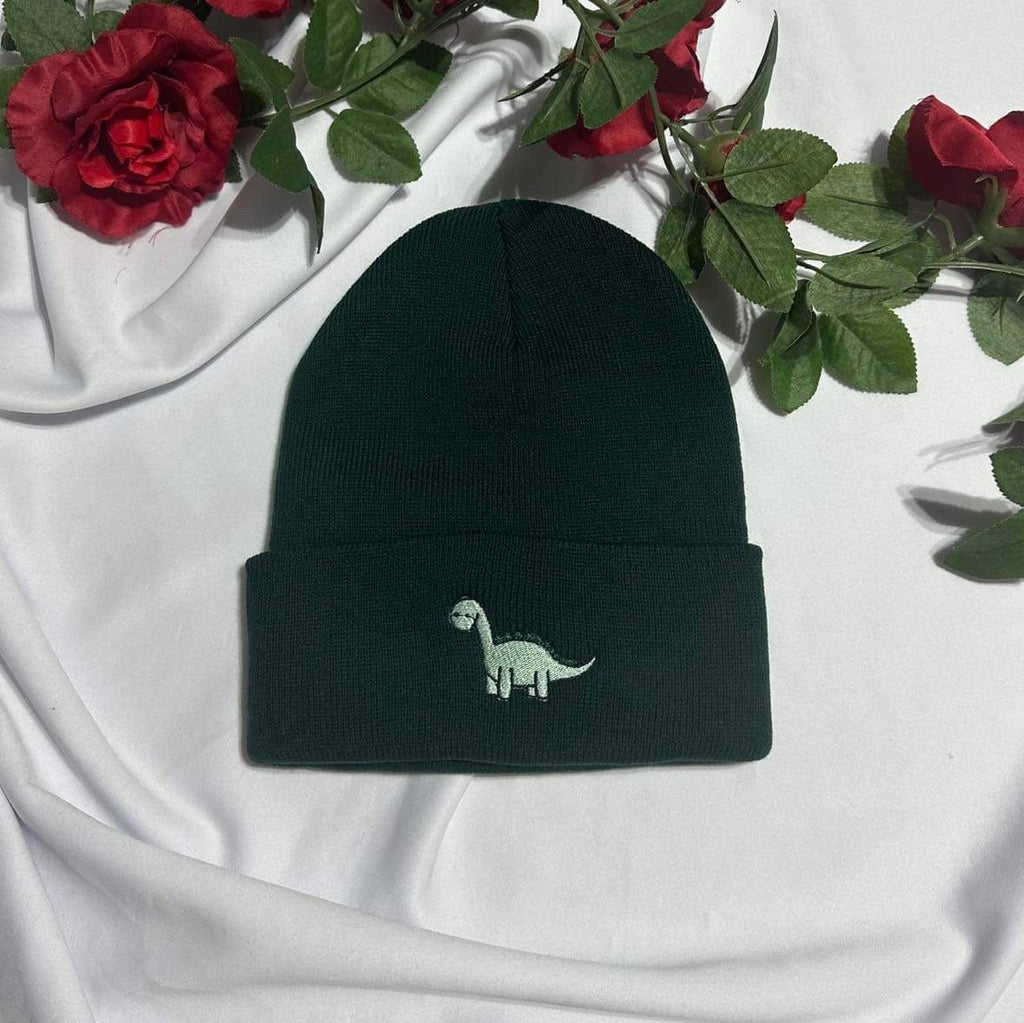 Dinasour Embroidered Beanie; Customizable Beanie for Her or Him