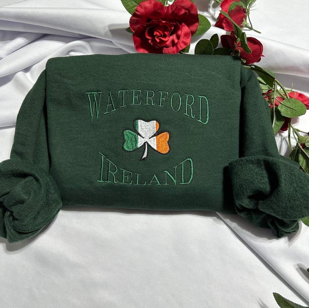 Embroidered Waterford Ireland Sweatshirt: St. Patrick's Day Crewneck