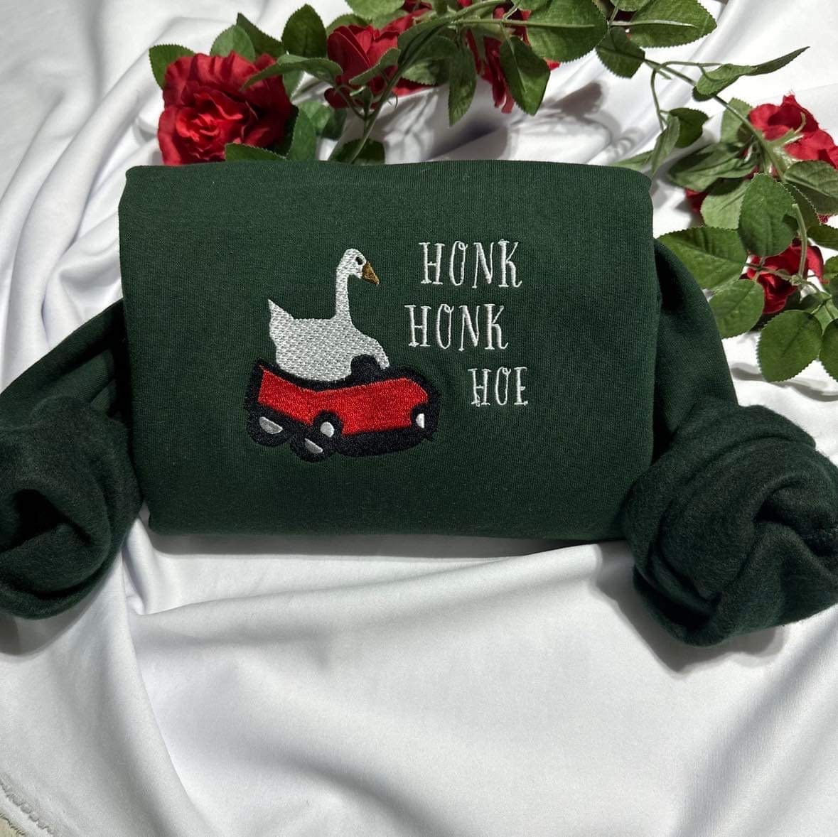 Funny Goose Embroidered Sweatshirt: Honk Honk Hoe Gift