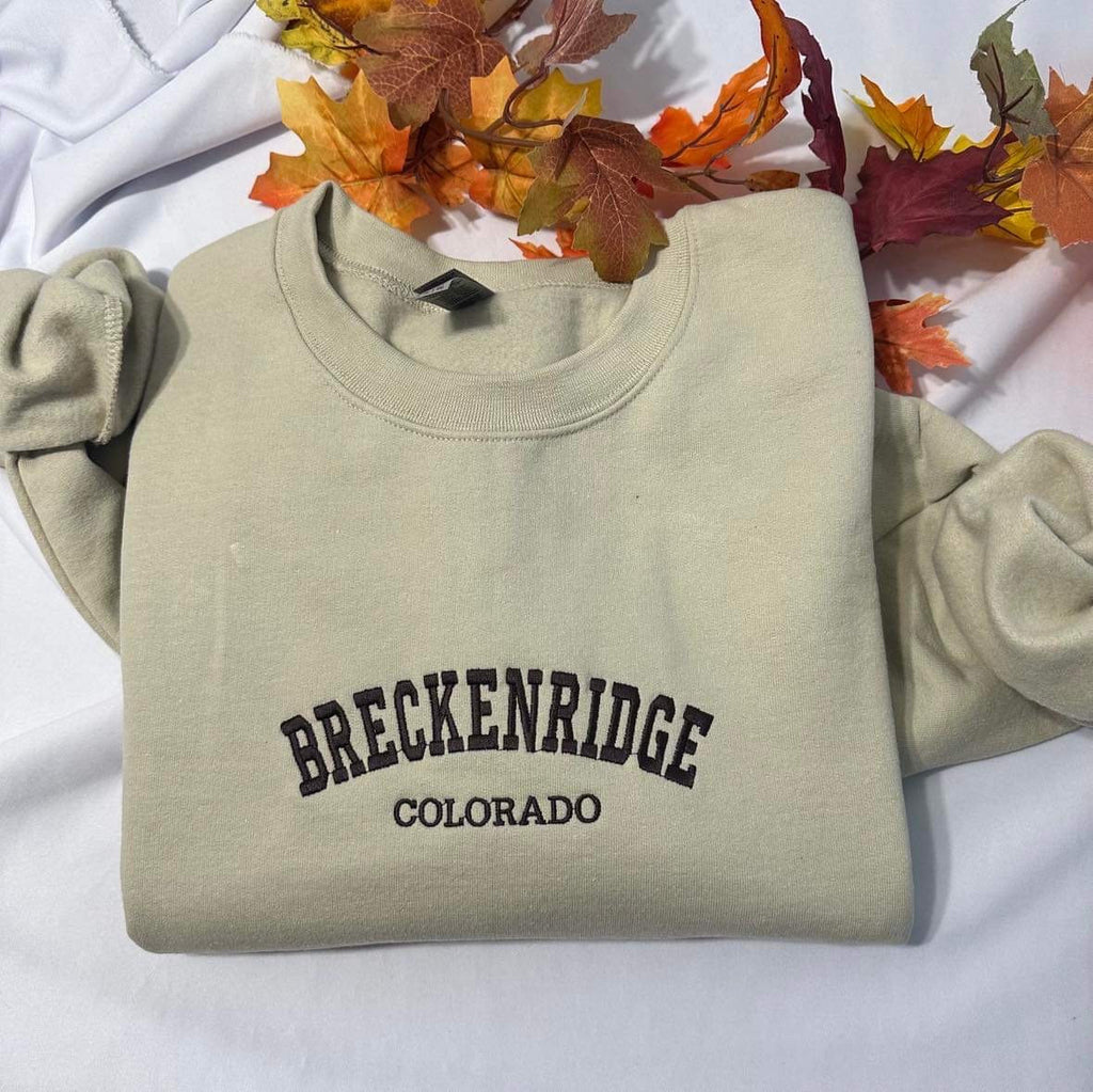 Embroidered Breckenridge Colorado Sweatshirt: Rockies Gift