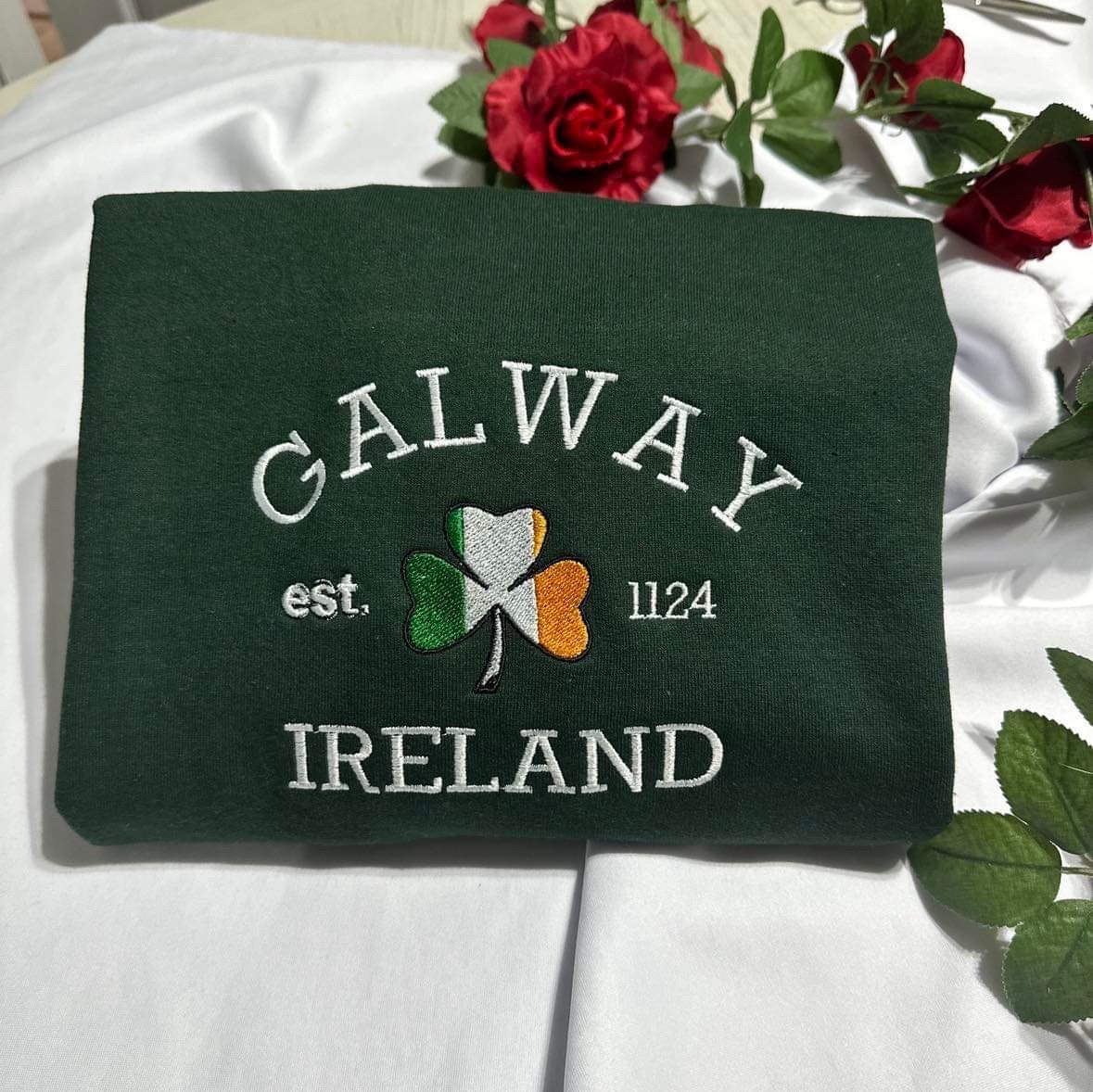 Galway Ireland Embroidered Sweatshirt: St. Patrick's Gift