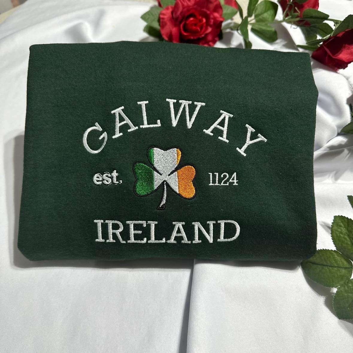 Galway Ireland Embroidered Sweatshirt: St. Patrick's Gift
