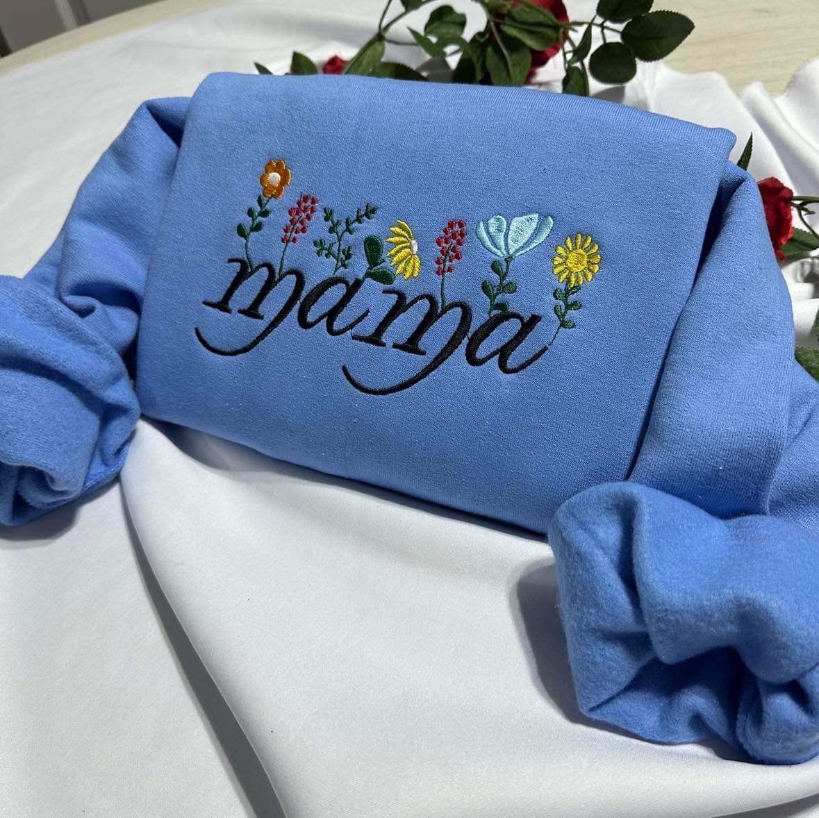 Mama Floral embroidered sweatshirt; Mama wild flower embroidered crewneck. Mother’s Day gift, unique gift for mom