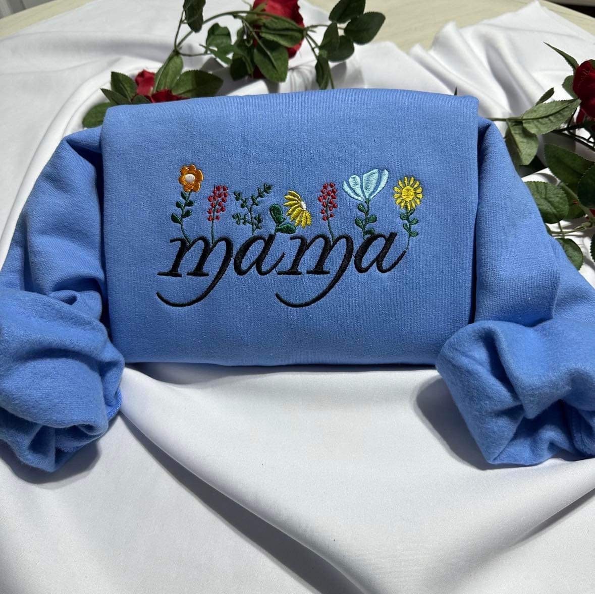 Mama Floral embroidered sweatshirt; Mama wild flower embroidered crewneck. Mother’s Day gift, unique gift for mom