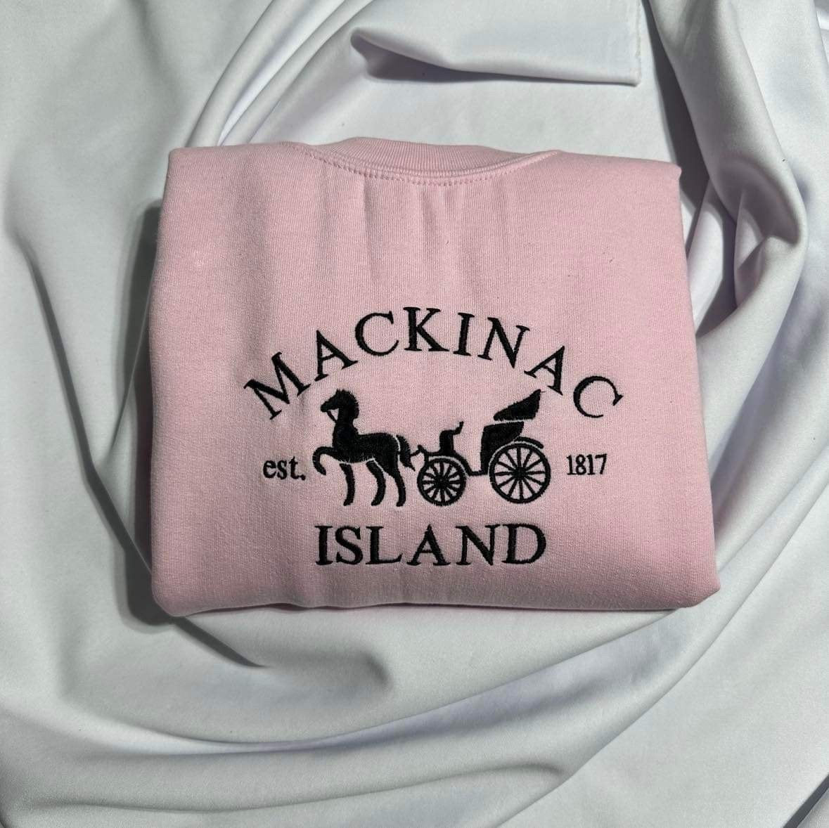 Mackinac Island Embroidered Sweatshirt | Amish Horse Carriage Design | Custom Travel Souvenir Crewneck;