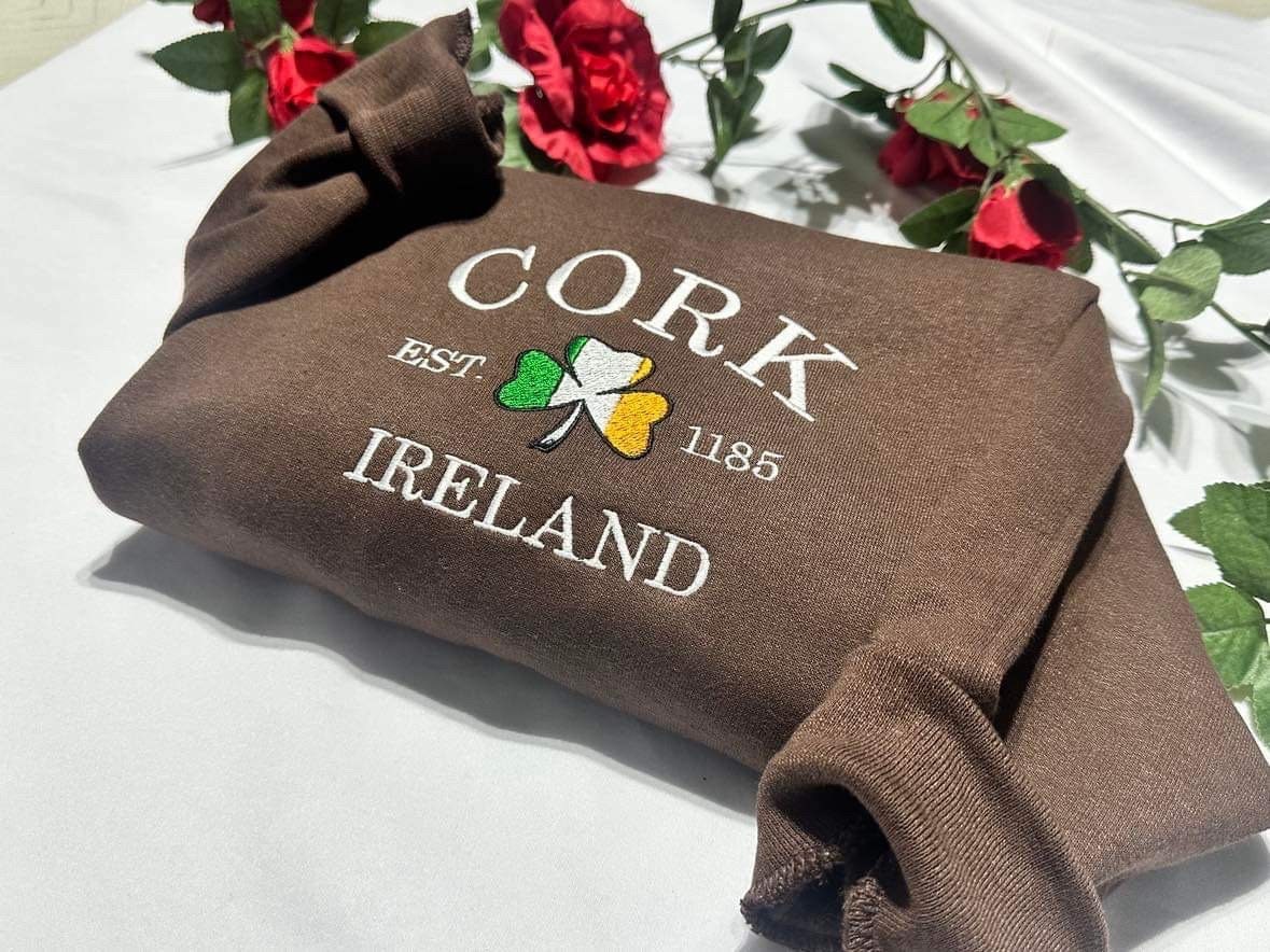Cork Ireland embroidered sweatshirt; Ireland embroidered crewneck, holiday/Christmas gift for her/him; gift for mom