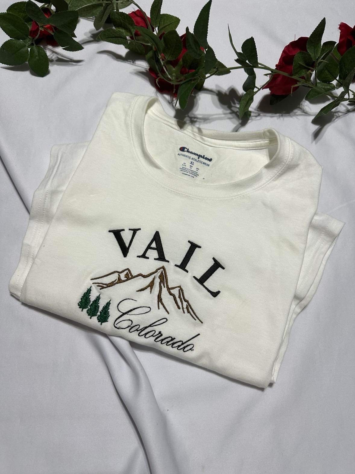 Vail Colorado embroidered T- Shirt; Vail Colorado embroidered T-shirt, unique holiday gift