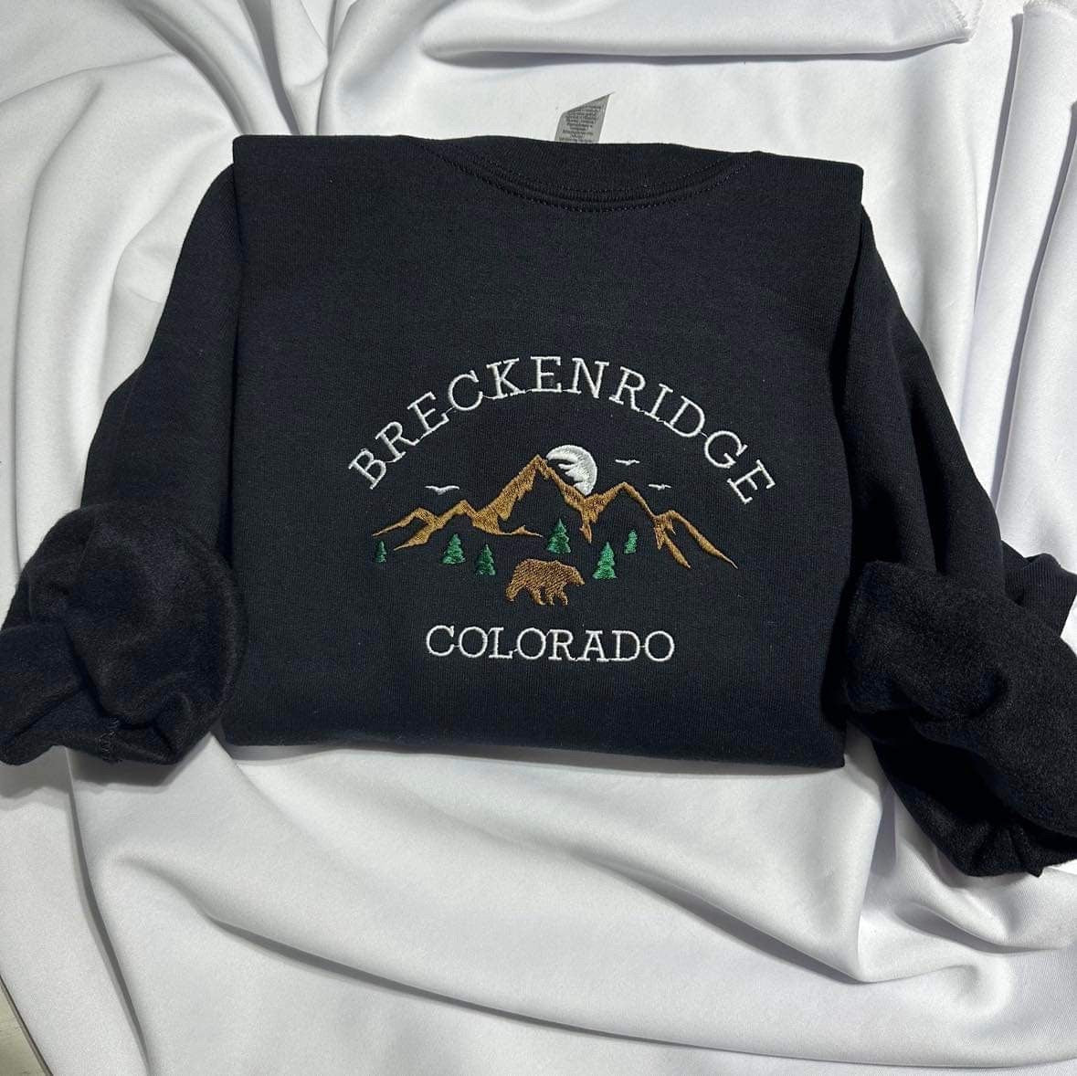 Custom Embroidered City State Sweatshirt: Mountain Bear Moon Design