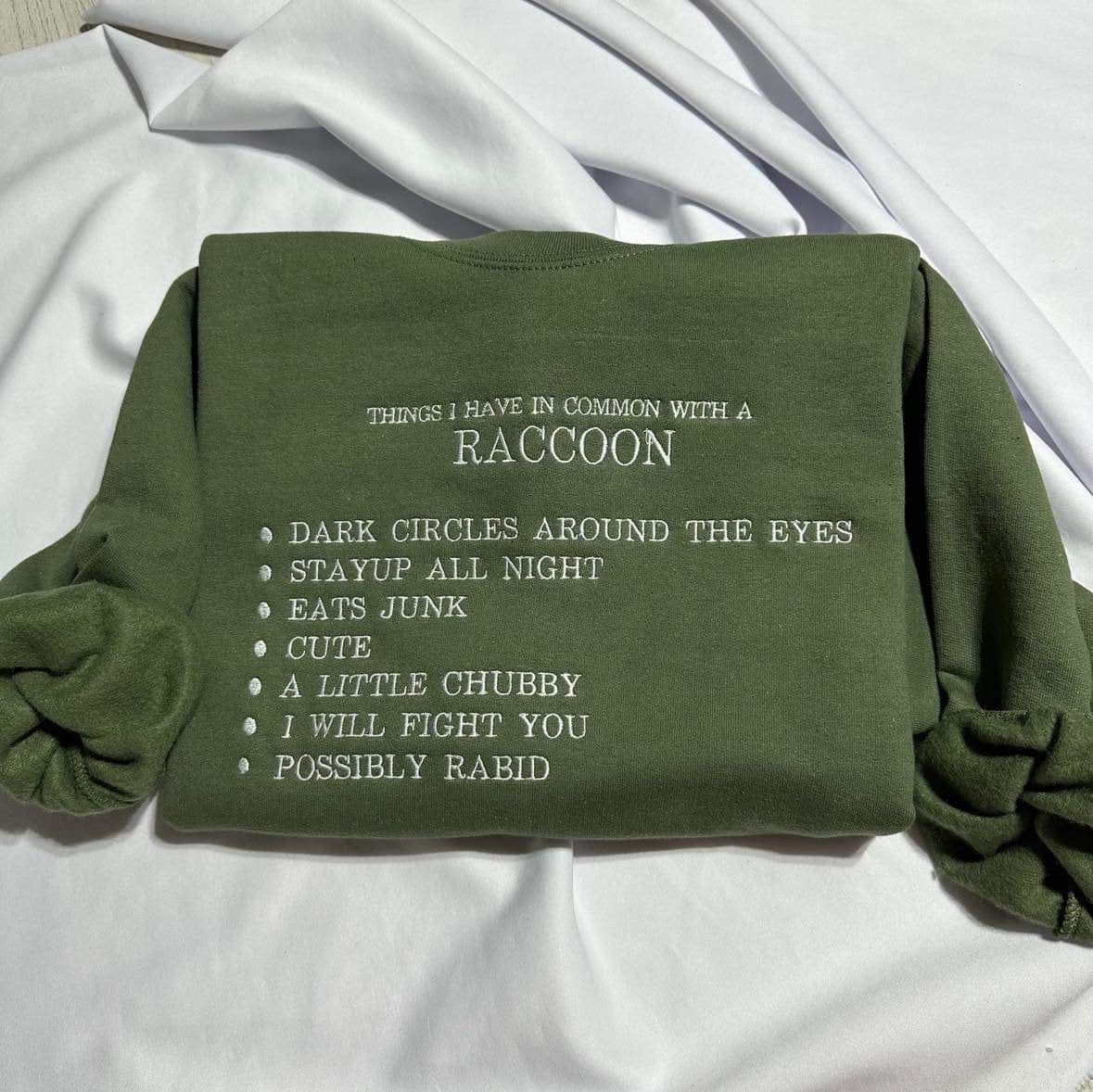 Raccoon Embroidered Sweatshirt: Funny Women's Gift