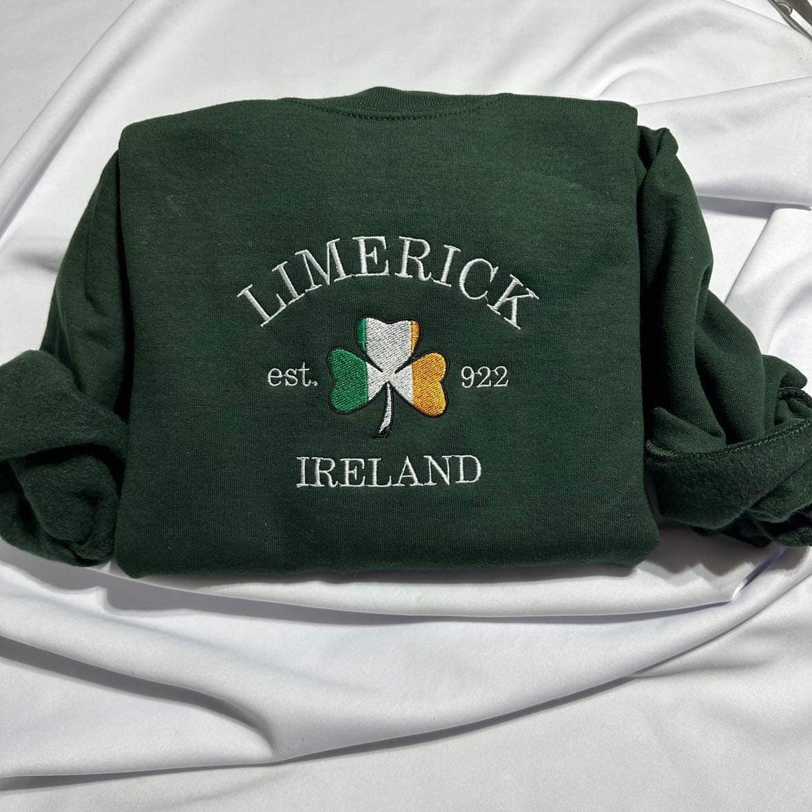Limerick Ireland embroidered sweatshirt; Limerick embroidered crewneck. holiday gift for her/him; gift for mom/dad.