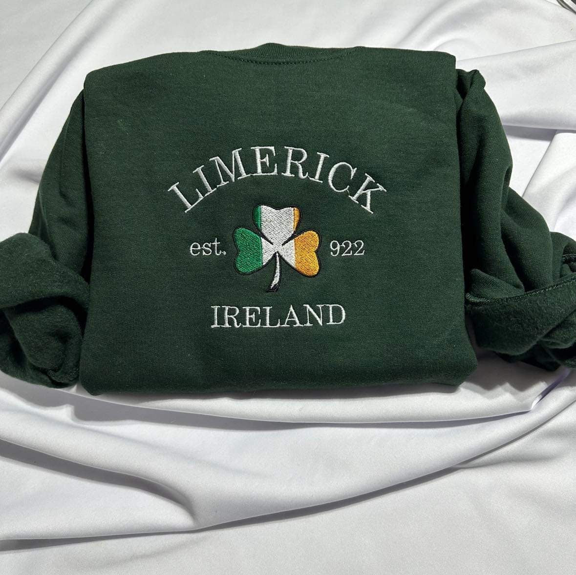 Limerick Ireland embroidered sweatshirt; Limerick embroidered crewneck. holiday gift for her/him; gift for mom/dad.