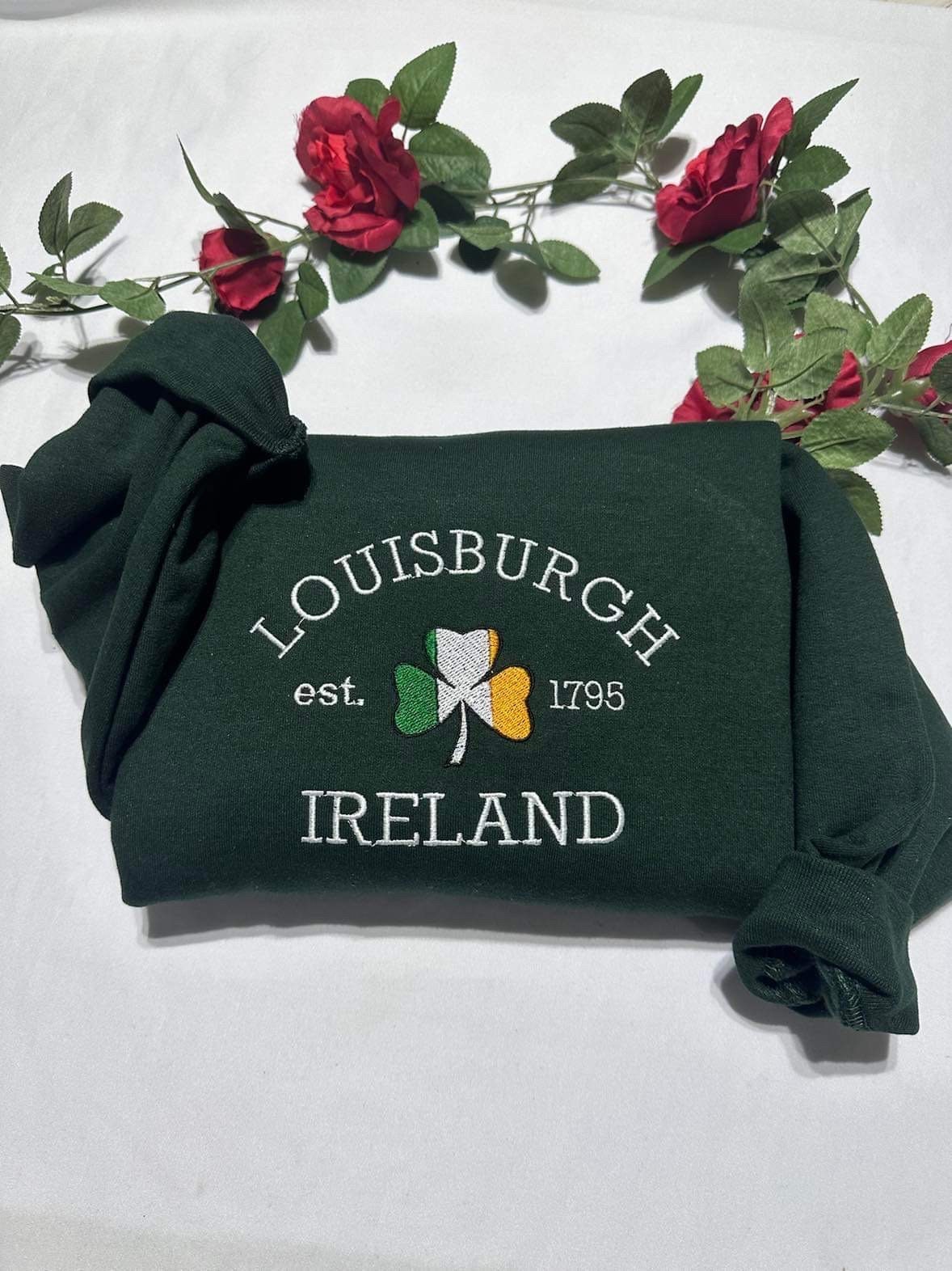 Louisburgh Ireland embroidered sweatshirt; Louisburgh embroidered crewneck gift for her/him; gift for mom