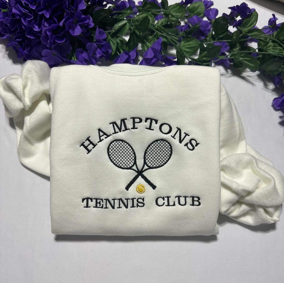 Hampton Tennis Club embroidered sweatshirt; Hampton Club embroidered crewneck, Christmas gift for her/him