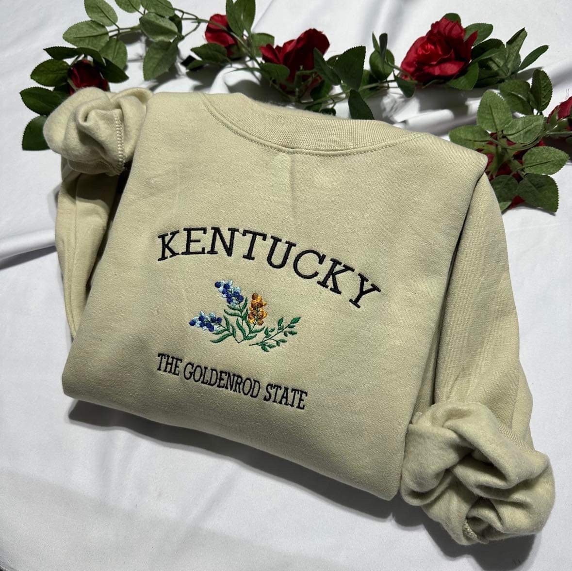 Kentucky embroidered sweatshirt; Kentucky the Goldenrod State embroidered crewneck, unique holiday gift