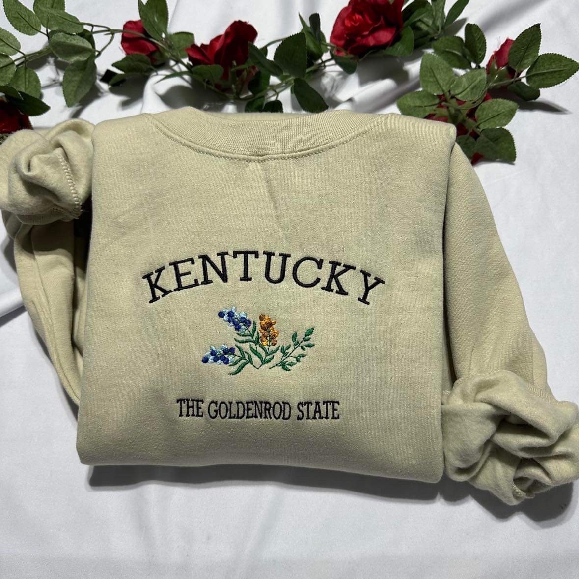 Kentucky embroidered sweatshirt; Kentucky the Goldenrod State embroidered crewneck, unique holiday gift