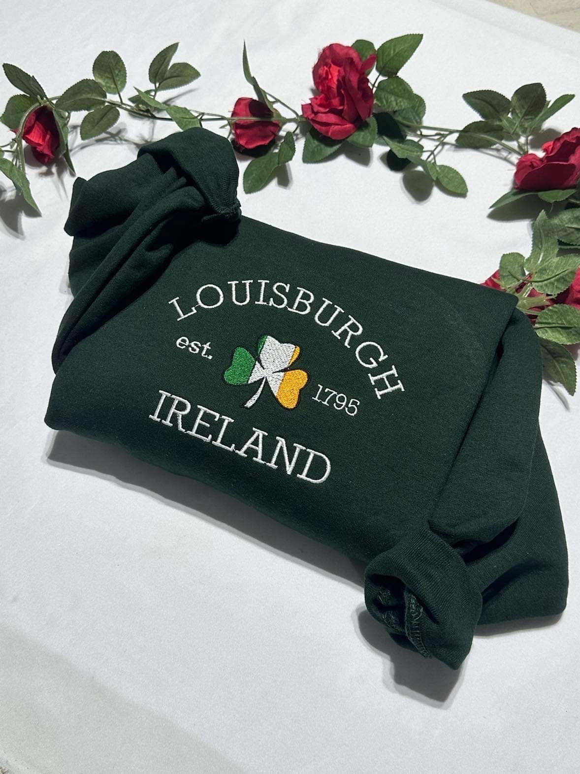 Louisburgh Ireland embroidered sweatshirt; Louisburgh embroidered crewneck gift for her/him; gift for mom