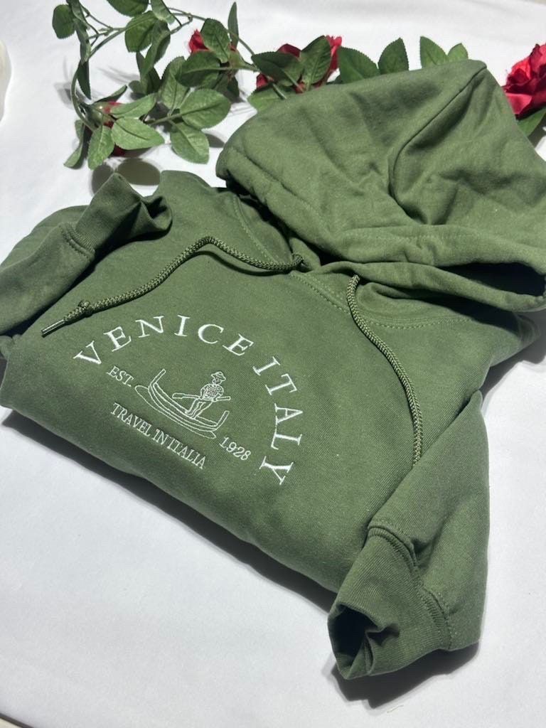 Venice Italy Embroidered Hoodie: Travel Sweatshirt