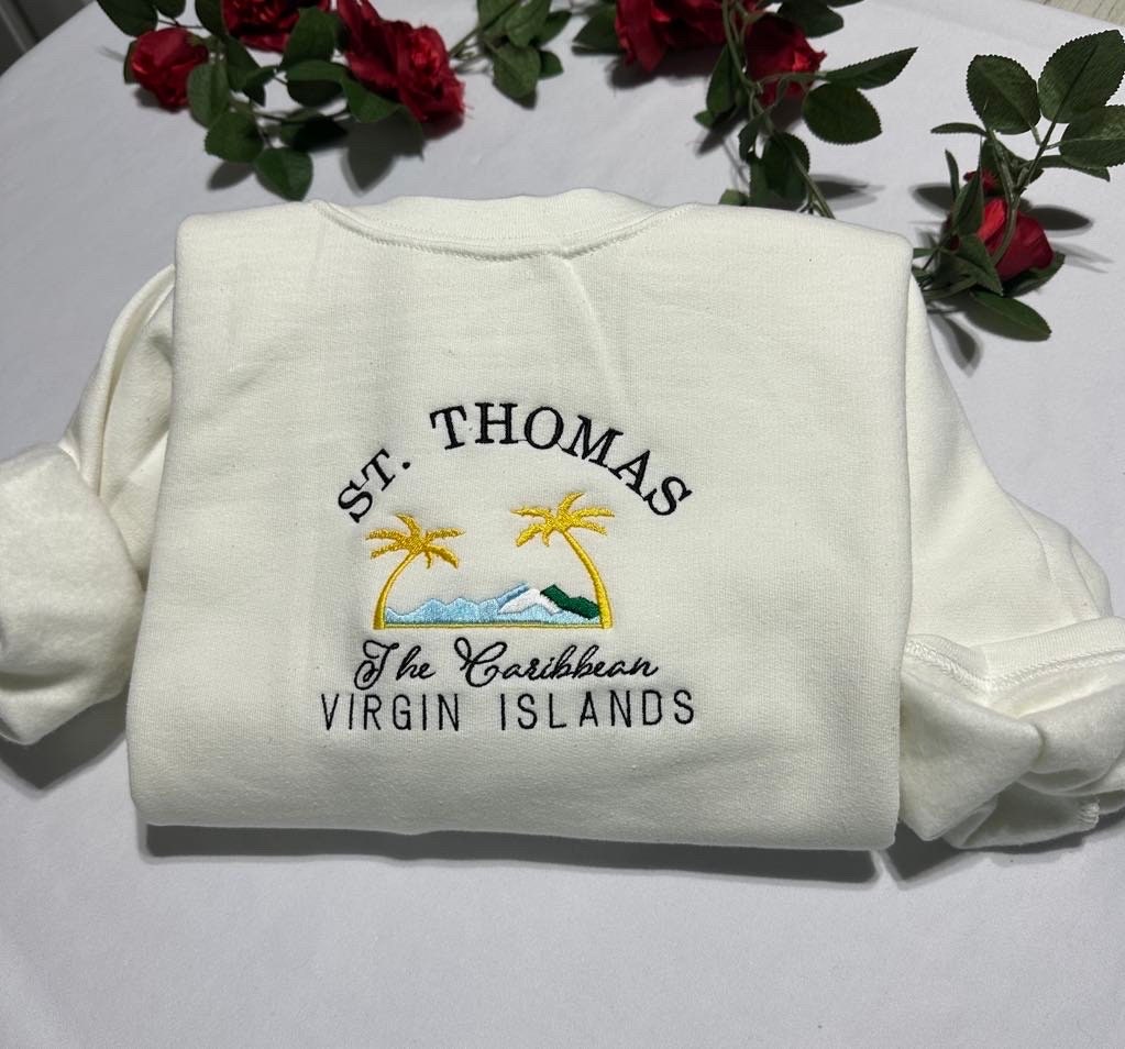St. Thomas Embroidered Sweatshirt: US Virgin Islands Caribbean Hoodie