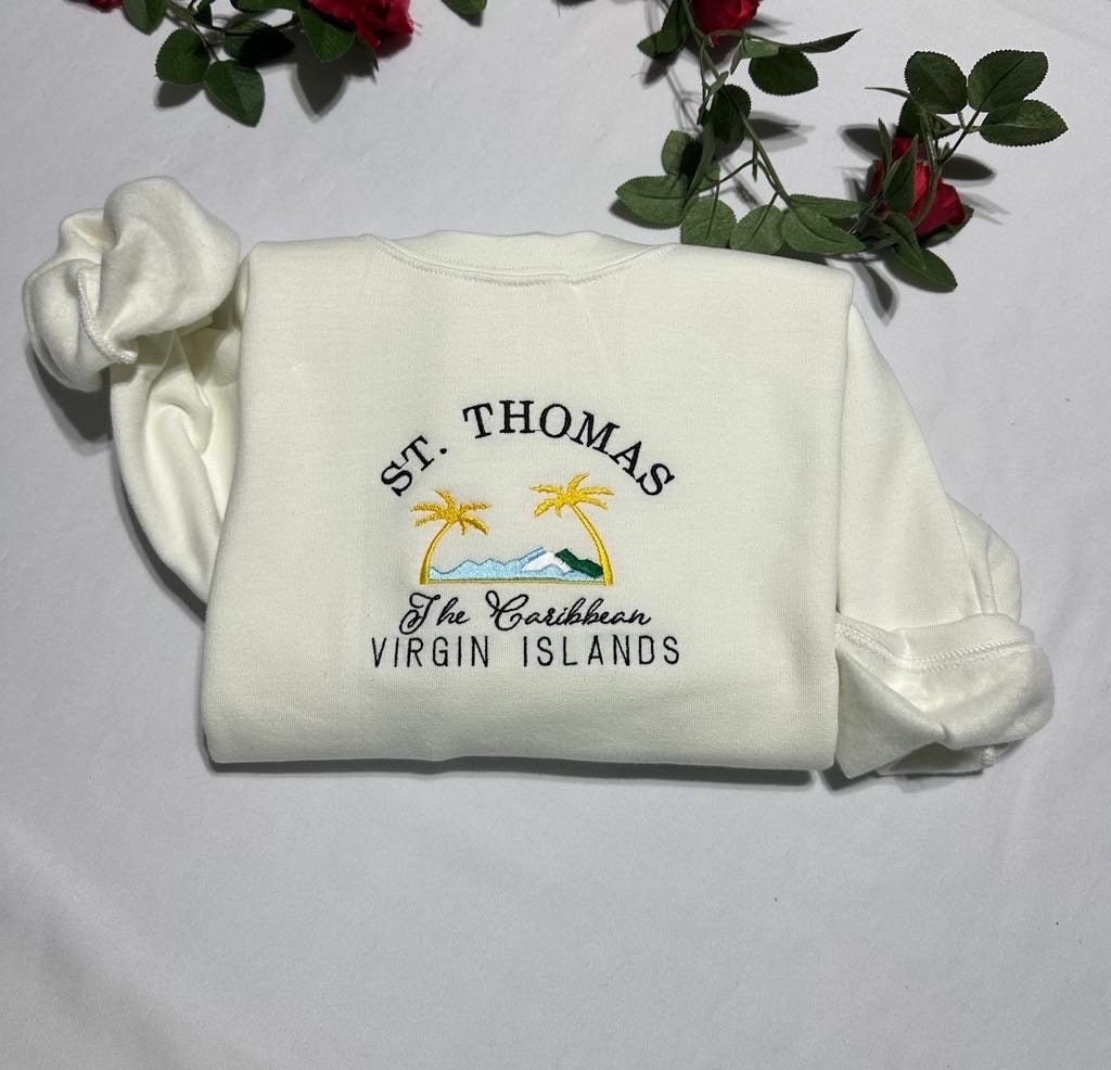 St. Thomas Embroidered Sweatshirt: US Virgin Islands Caribbean Hoodie
