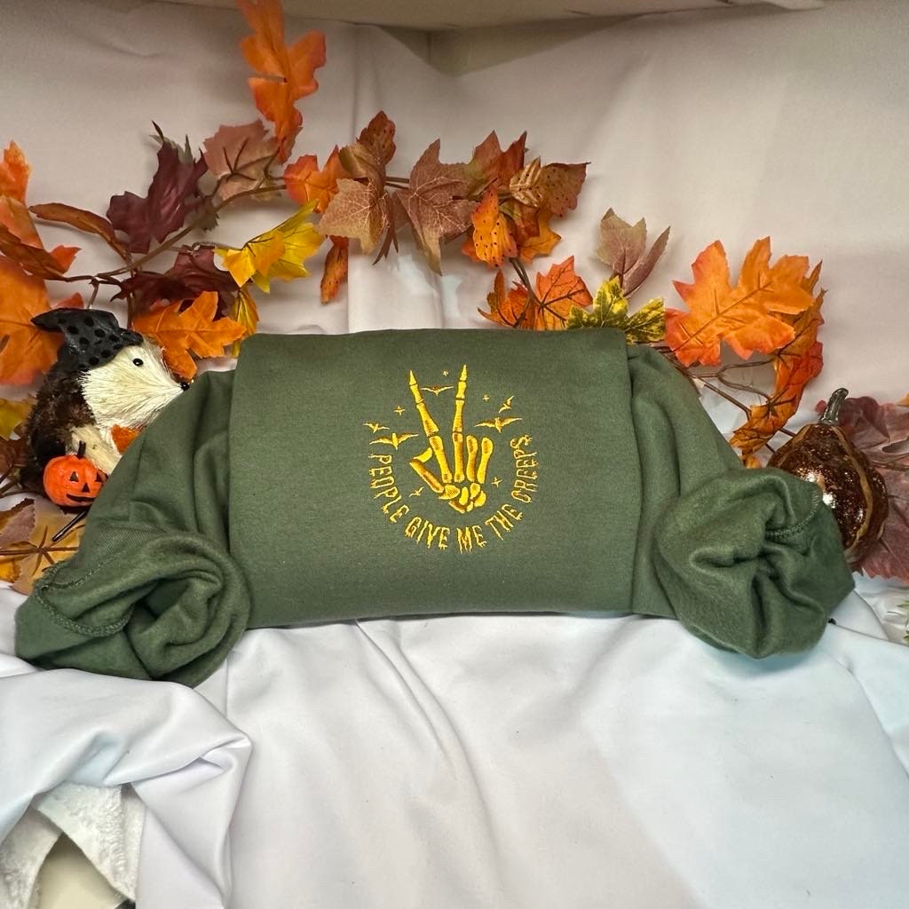 Embroidered Halloween Sweatshirt: Funny Spooky Season Crewneck