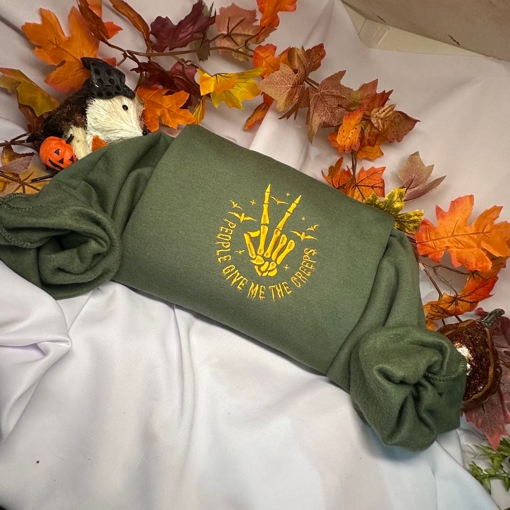 Embroidered Halloween Sweatshirt: Funny Spooky Season Crewneck