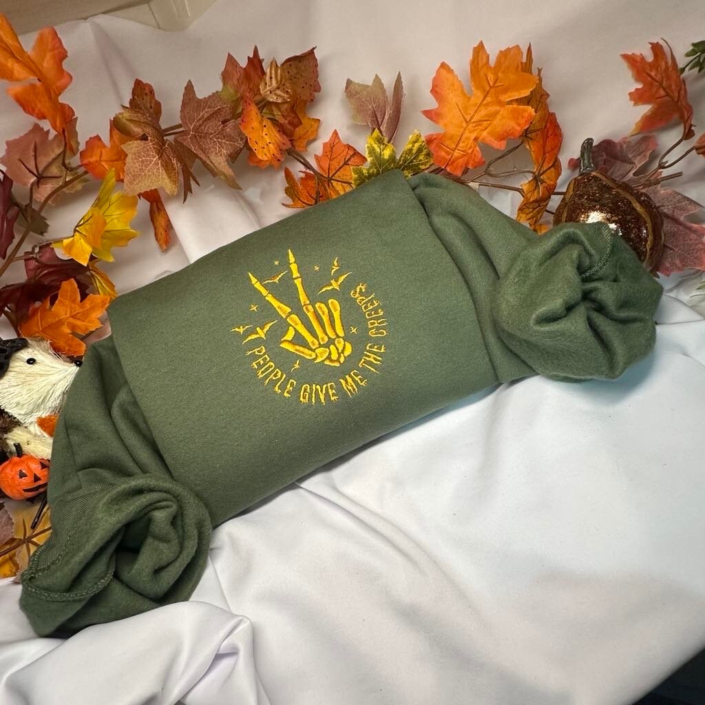 Embroidered Halloween Sweatshirt: Funny Spooky Season Crewneck