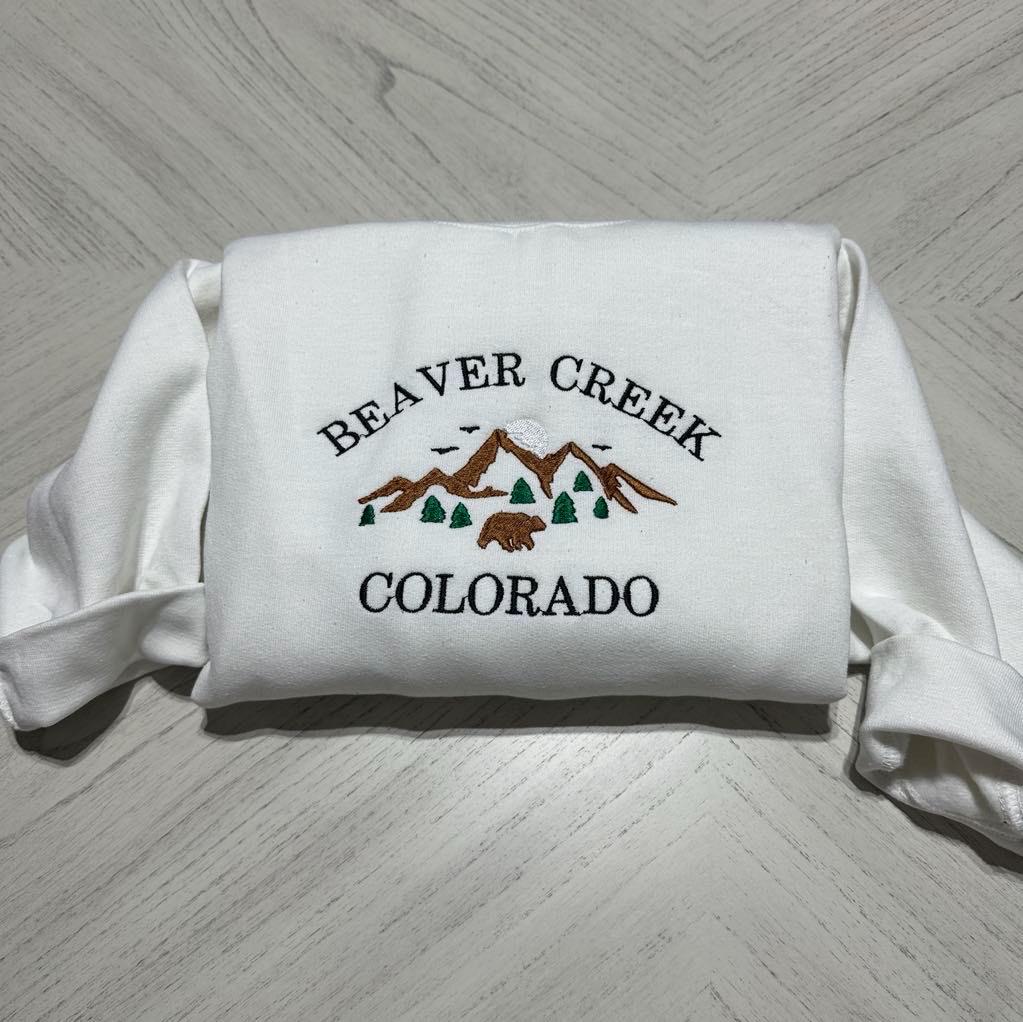 Embroidered Beaver Creek Colorado Sweatshirt: Personalized Mountain Crewneck