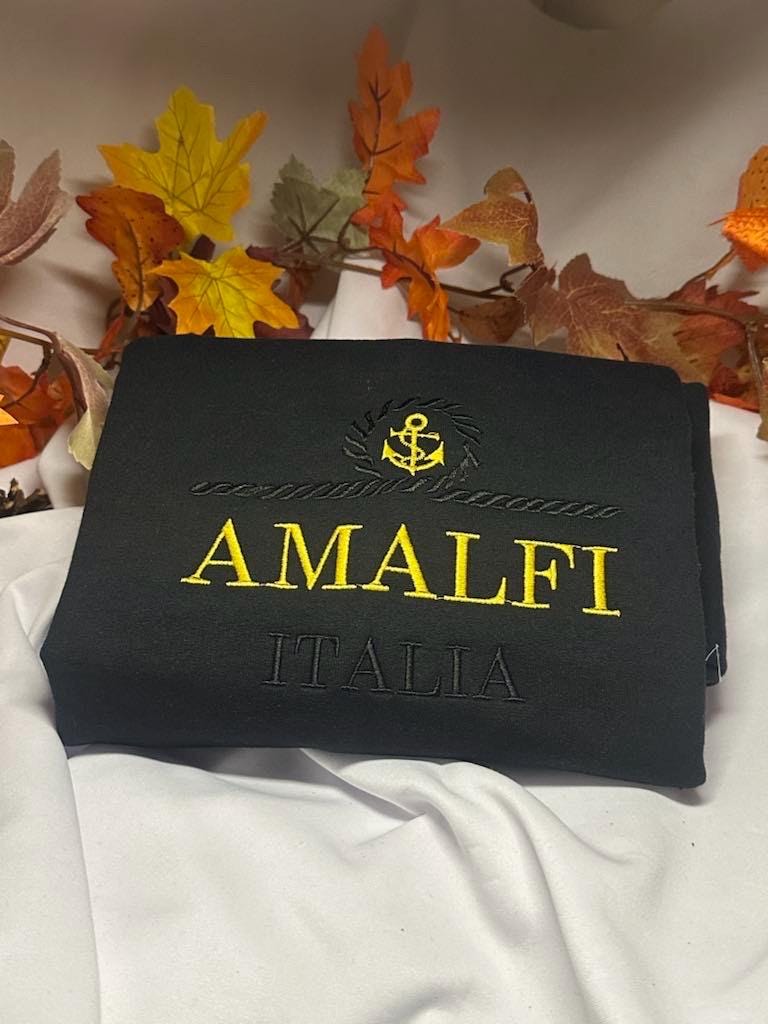 Amalfi Italia Embroidered Sweatshirt: Italy Lover Gift