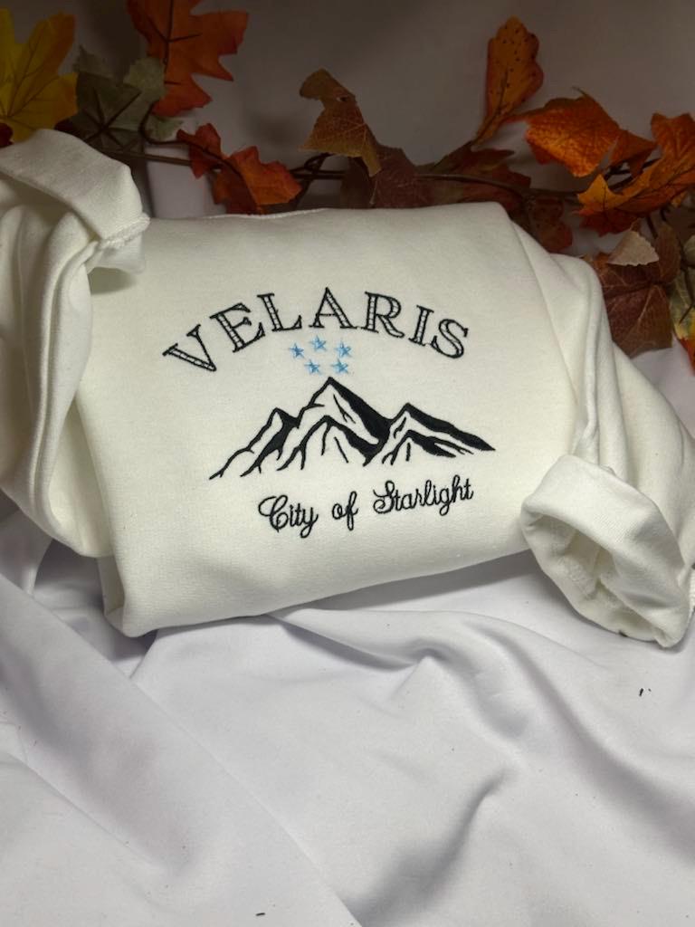 Velaris embroidered sweatshirt; City of Starlight embroidered crewneck, Acotar shirt; Christmas/holiday trendy gift