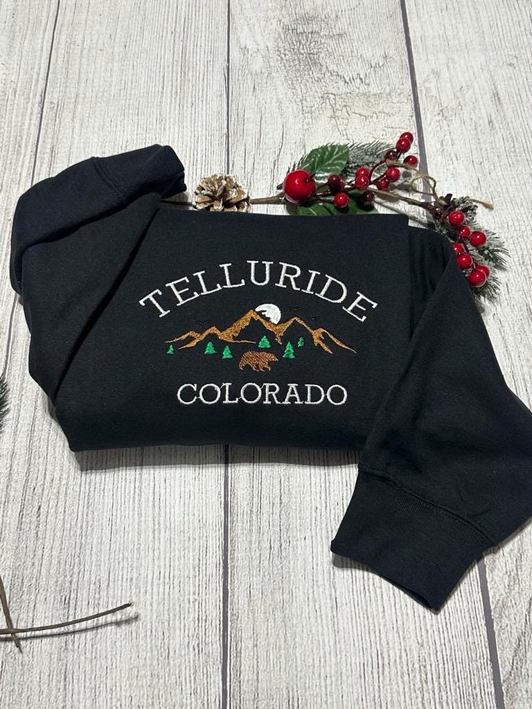 Embroidered Telluride Colorado Sweatshirt: Mountain Souvenir Gift
