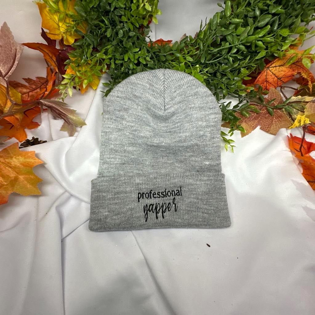 Professional Yapper Beanie: Embroidered Knit Statement Hat