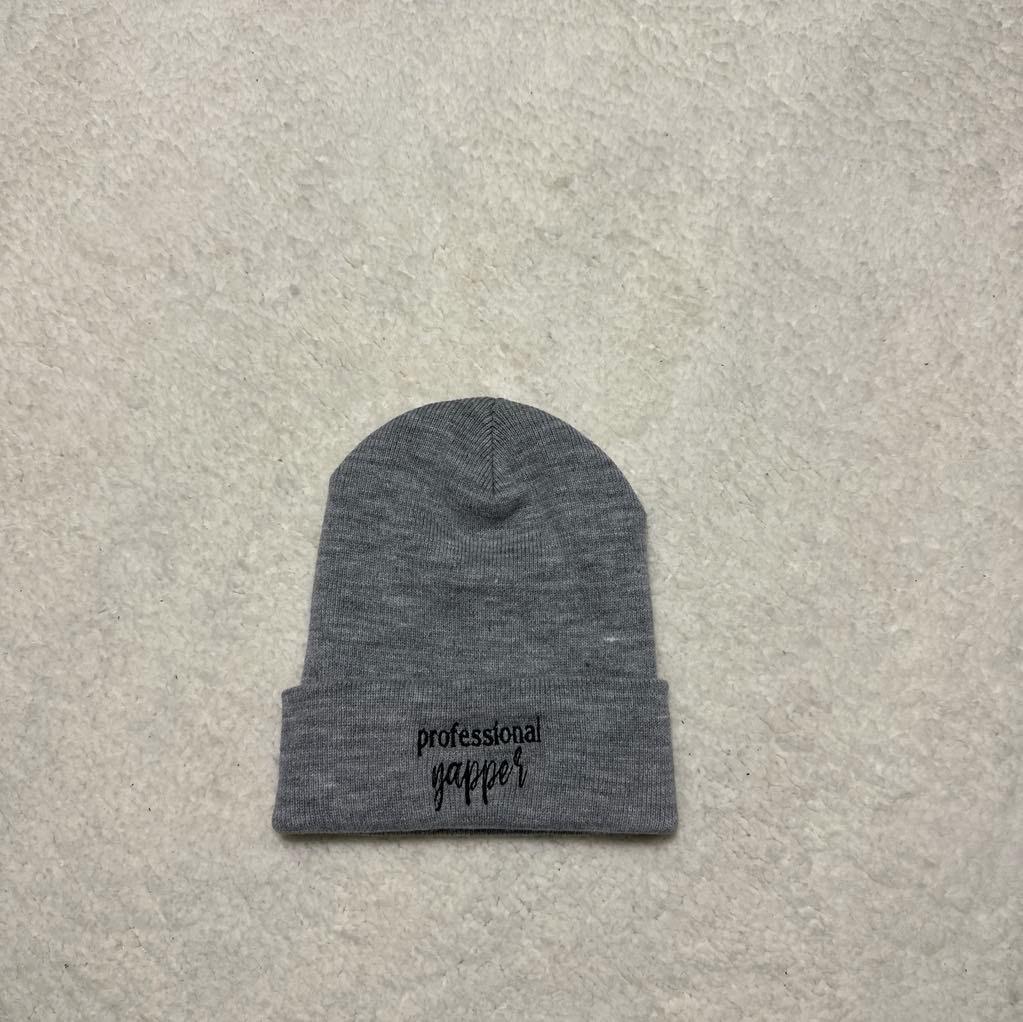 Professional Yapper Beanie: Embroidered Knit Statement Hat