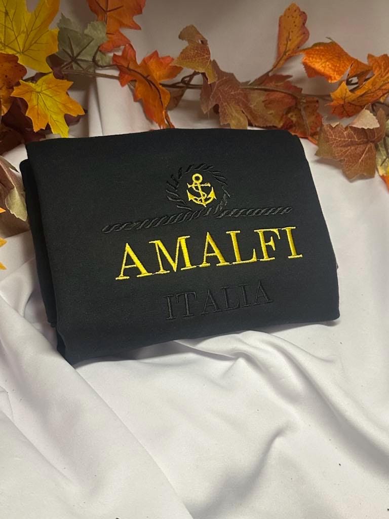 Amalfi Italia Embroidered Sweatshirt: Italy Lover Gift