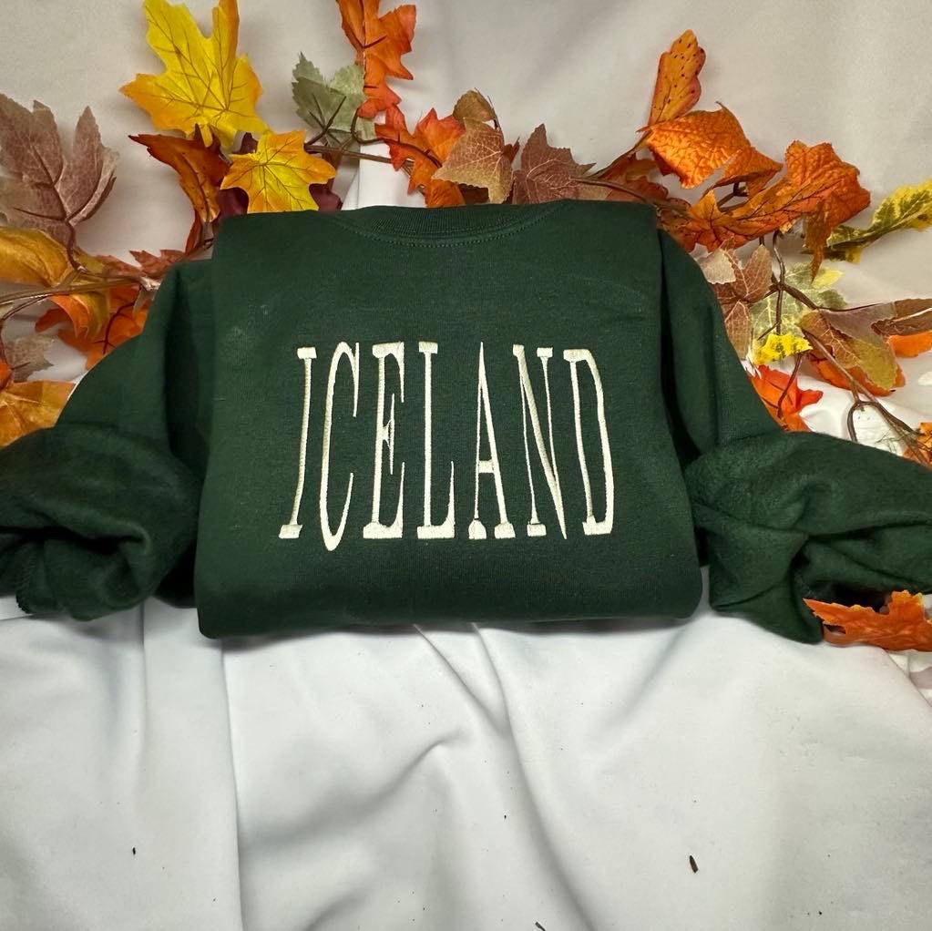 Iceland Embroidered Sweatshirt: Travel Souvenir Gift