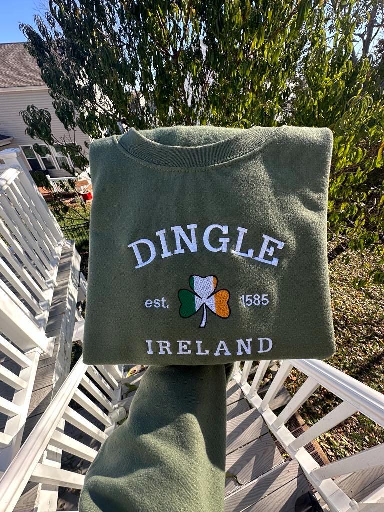 Dingle Ireland Embroidered Sweatshirt: Coastal Town Crewneck