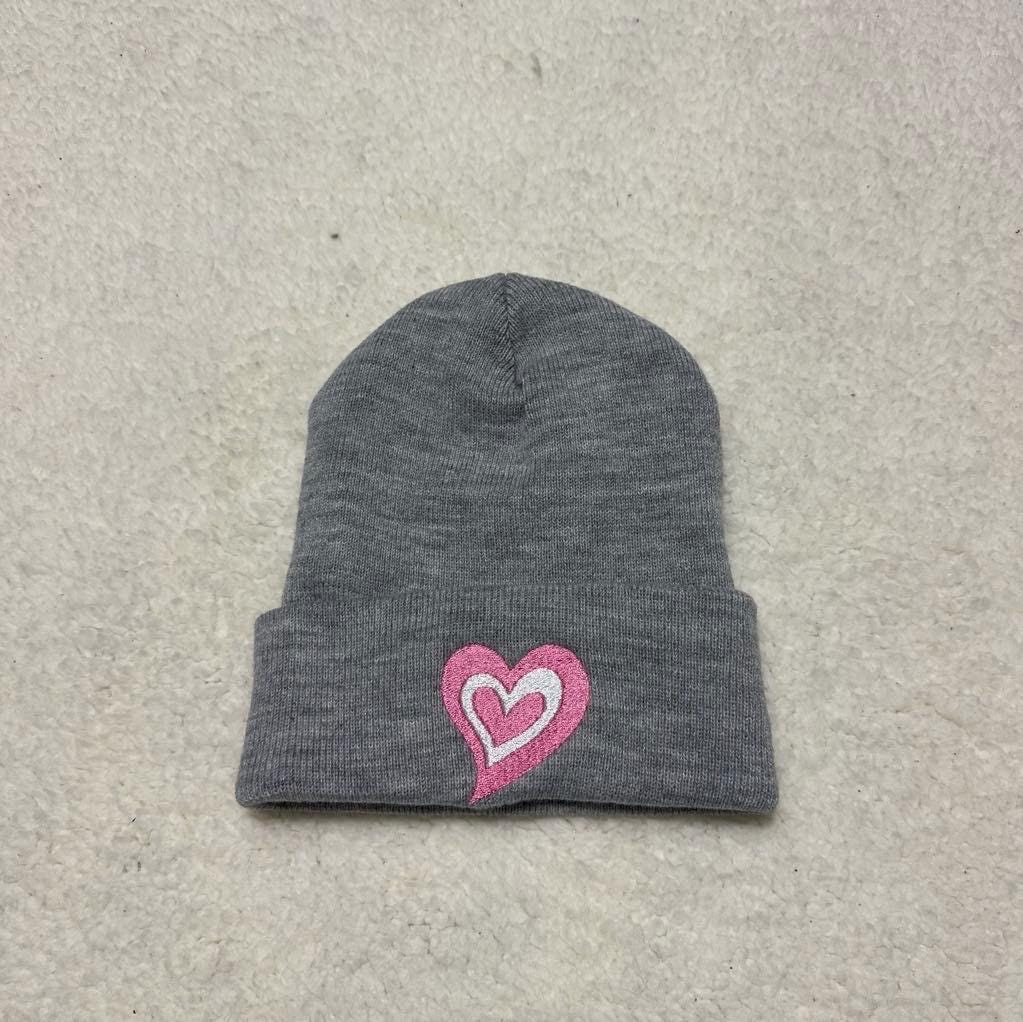 Embroidered Heart Beanie, Cozy Love Hat, Custom Valentine’s Day Beanie