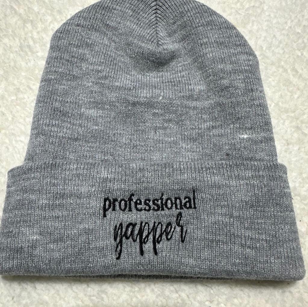 Professional Yapper Beanie: Embroidered Knit Statement Hat