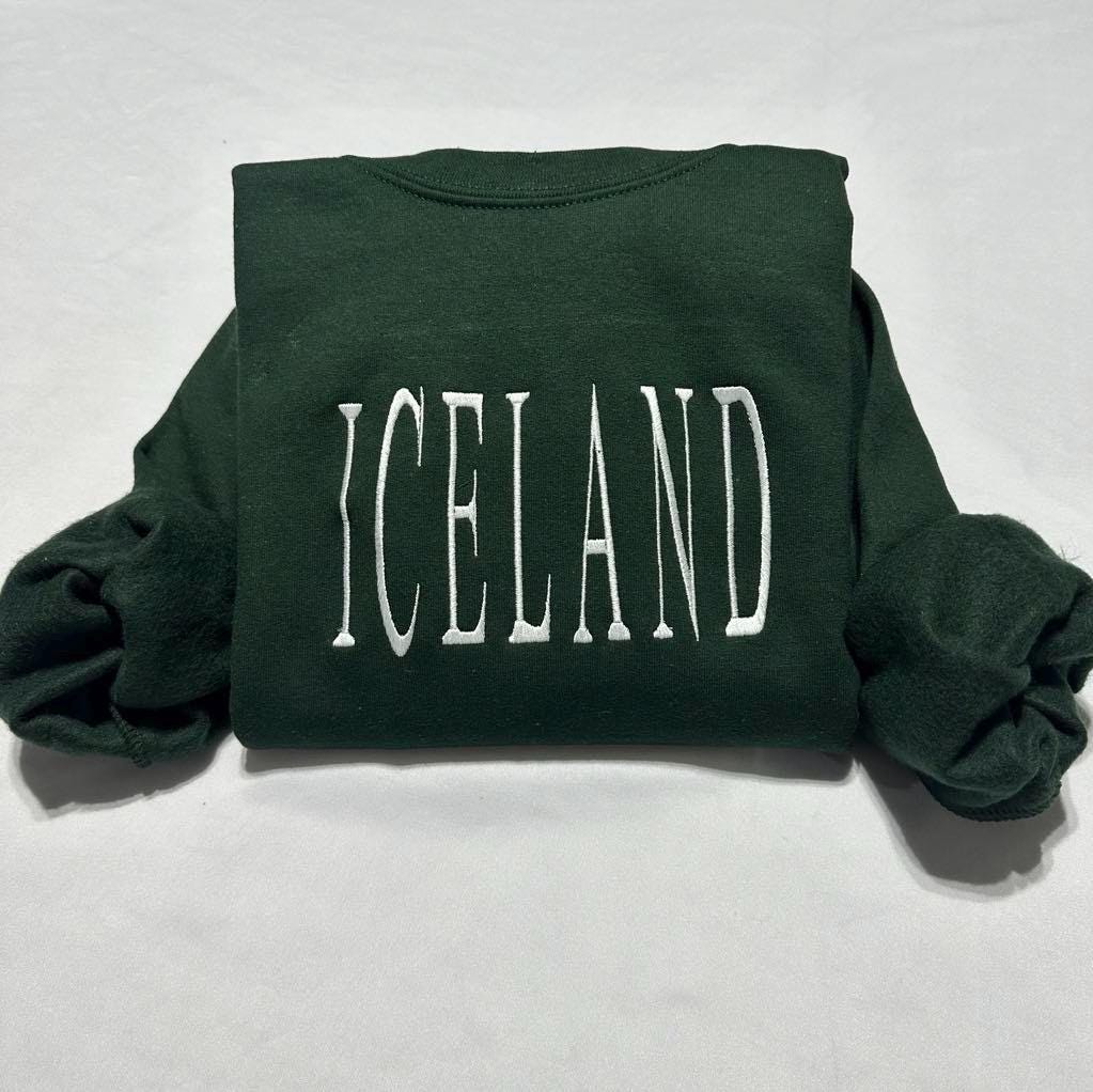 Iceland Embroidered Sweatshirt: Travel Souvenir Gift