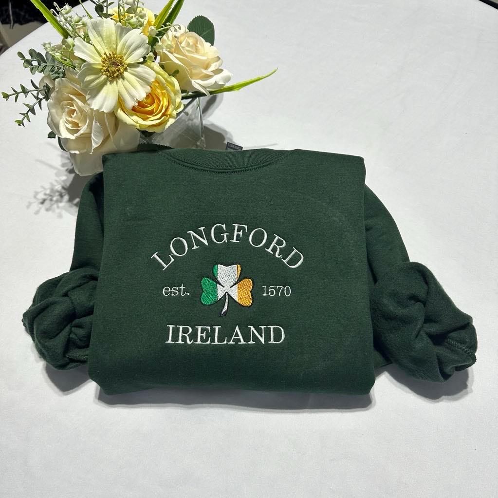 Longford Ireland Embroidered Sweatshirt: St Patrick's Day Gift