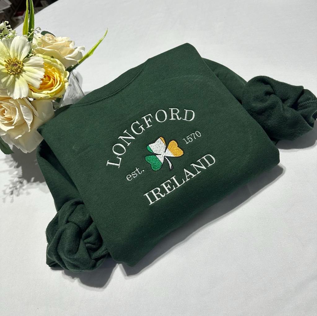 Longford Ireland Embroidered Sweatshirt: St Patrick's Day Gift