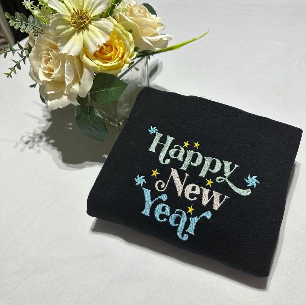 Embroidered New Year Sweatshirt: Holiday Crewneck