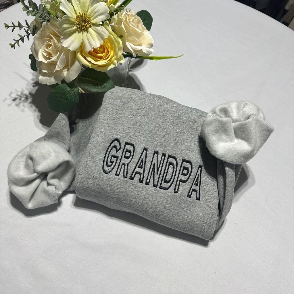 Personalized Embroidered Grandpa Sweatshirt: Custom Family Gift