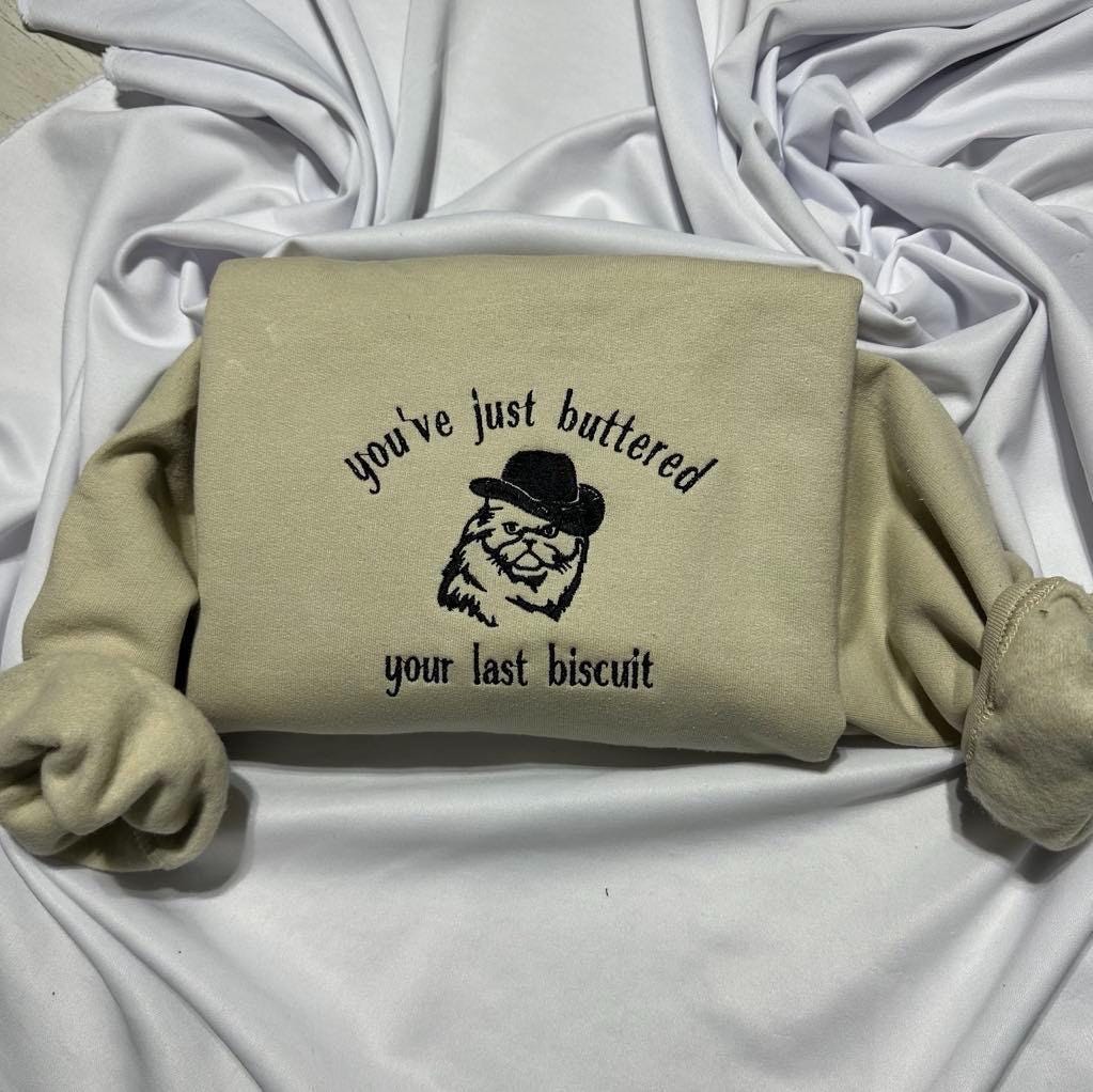 Embroidered Cowboy Cat Sweatshirt: Funny Western Gift