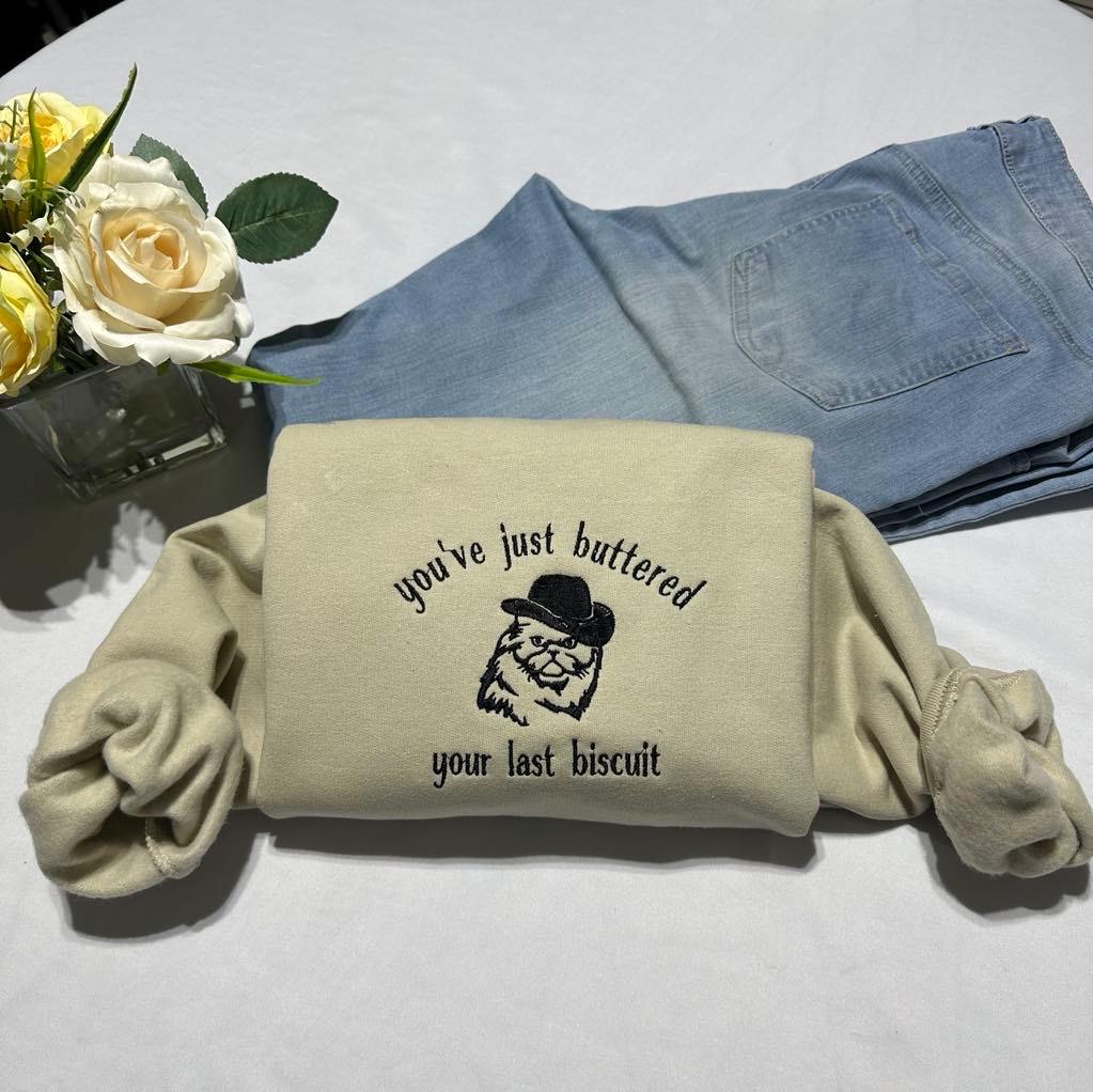 Embroidered Cowboy Cat Sweatshirt: Funny Western Gift