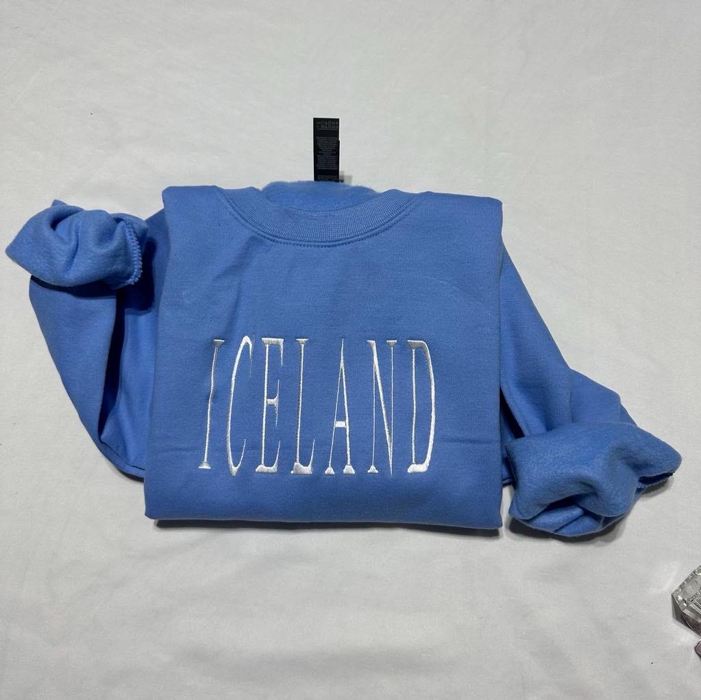 Iceland Embroidered Sweatshirt: Travel Souvenir Gift