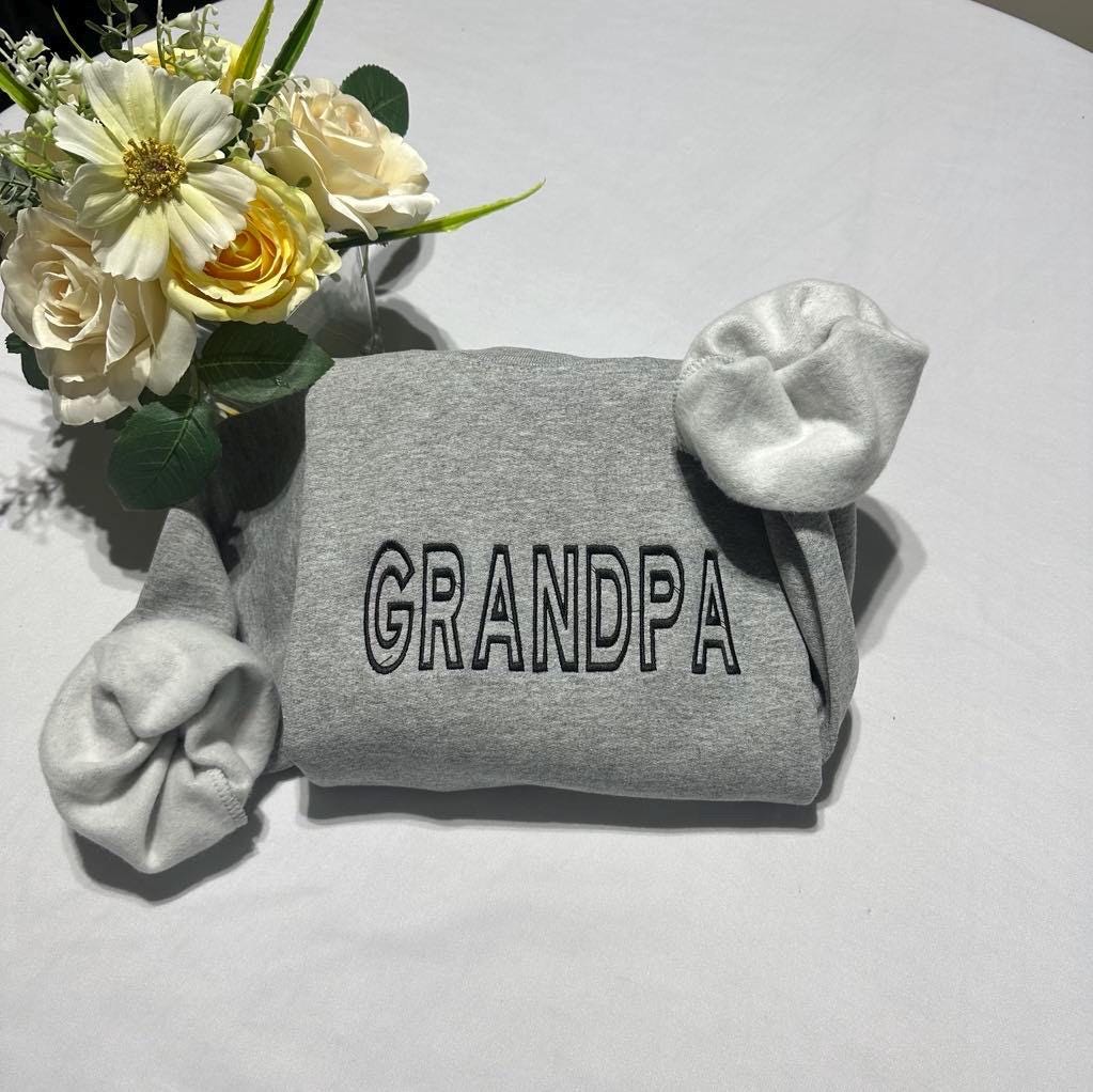 Personalized Embroidered Grandpa Sweatshirt: Custom Family Gift