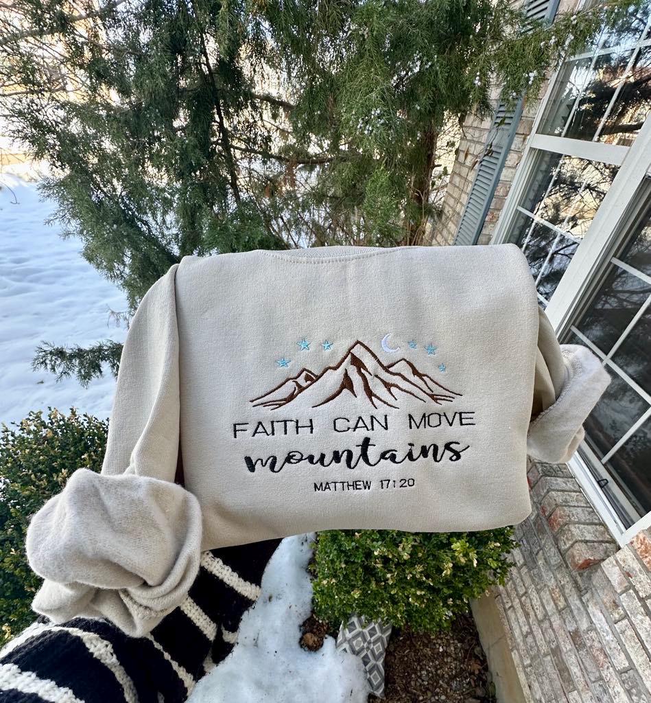 Embroidered Faith Sweatshirt: Christian Gift, Comfort Colors T-Shirt/Hoodie