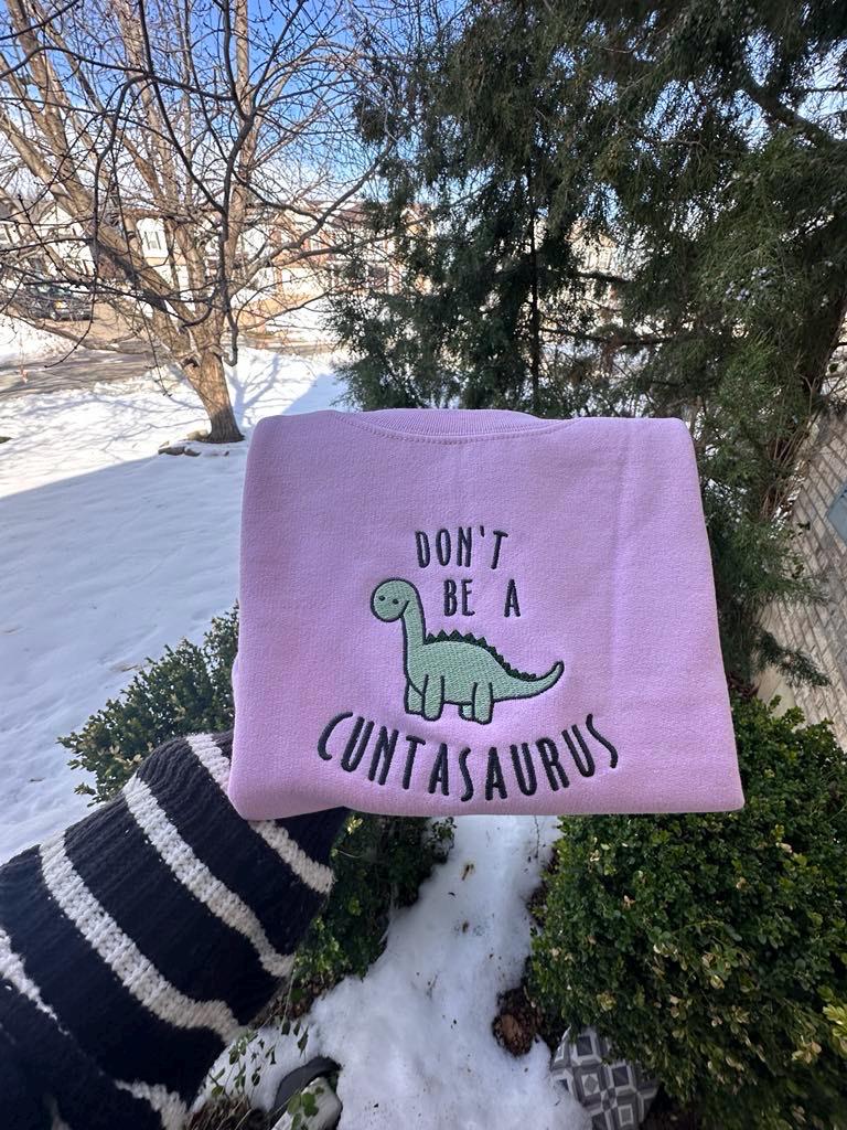 Funny Dinosaur embroidered Sweatshirt, Don't be a cuntasaurus embroidered Hoodies; . Funny Mother’s day gift for her