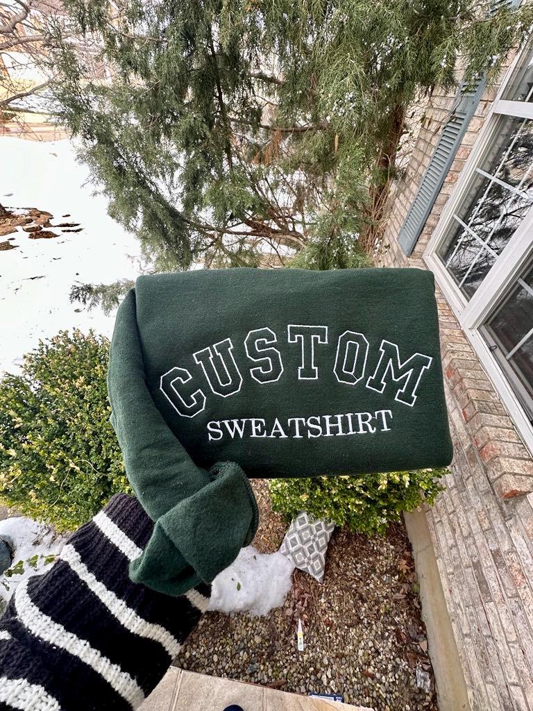 Custom Embroidered College Sweatshirt: Personalized Text Hoodie